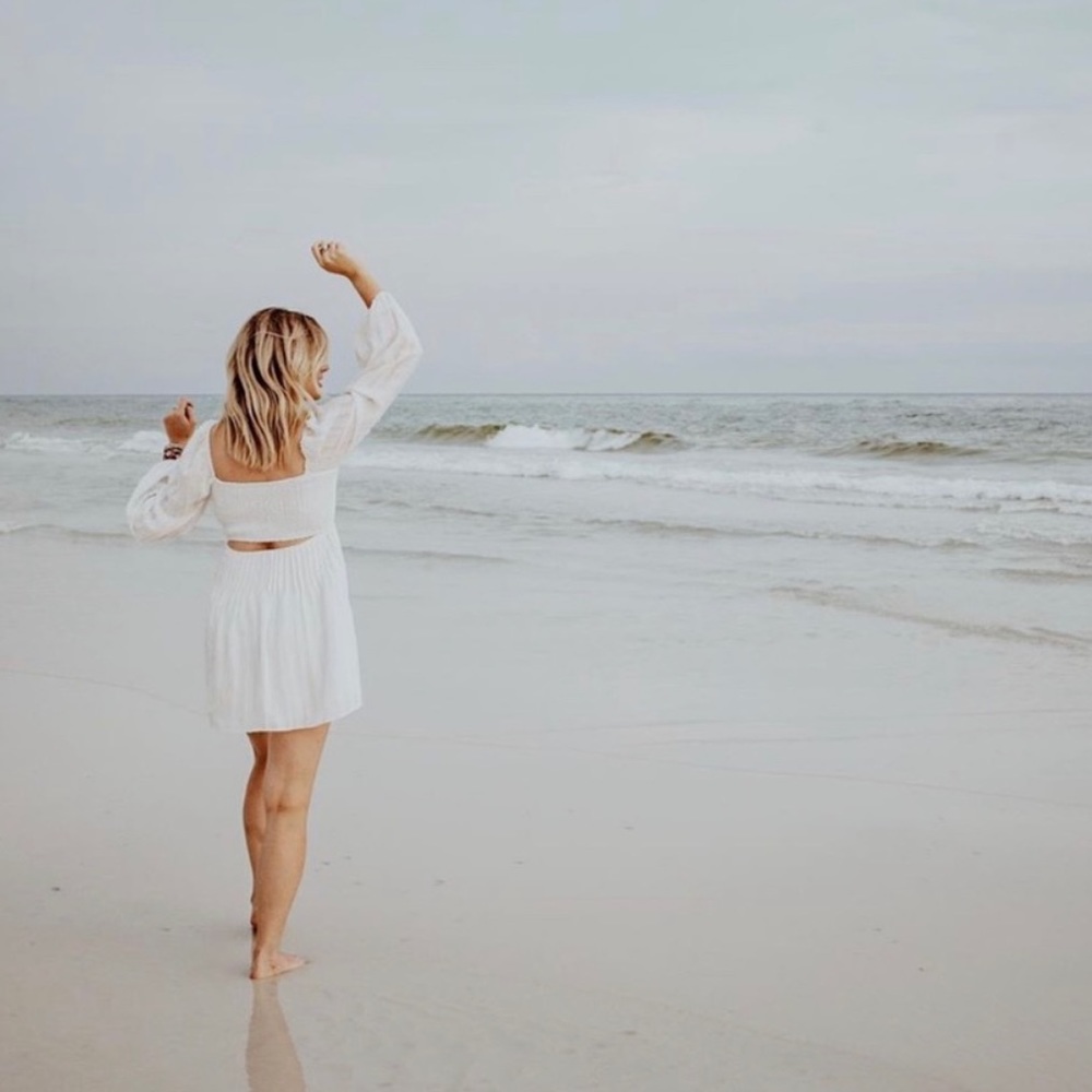 TULAROSA Creme Jasmine Long Sleeve Mini Dress - Picture 3 of 7